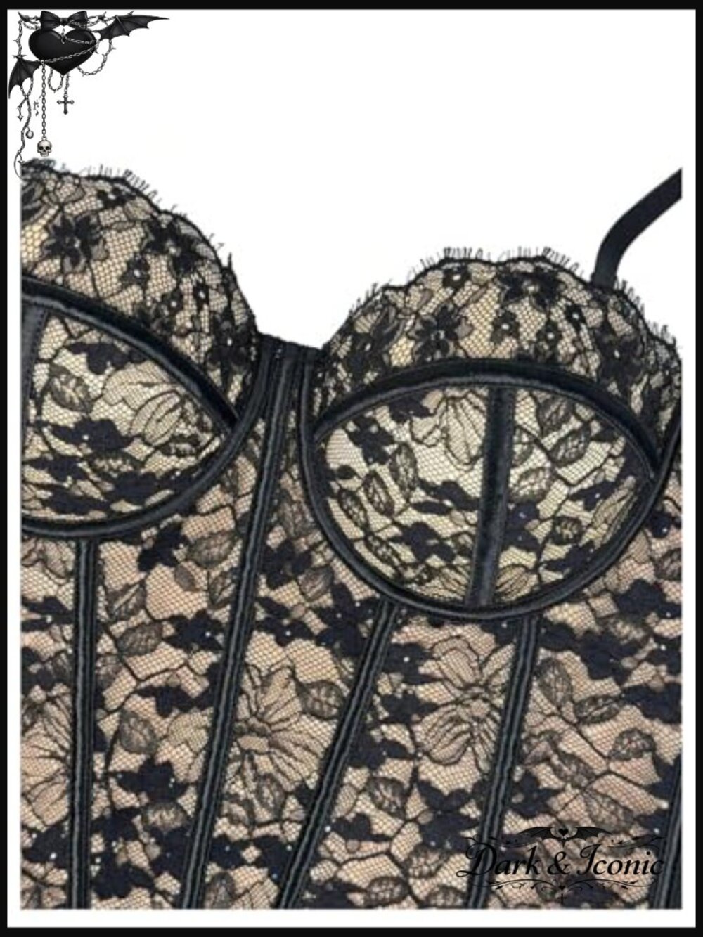 Floral Lace Crop Bustier Corset Top Y2K Rave Outfits Going Out - Picture 5 of 6